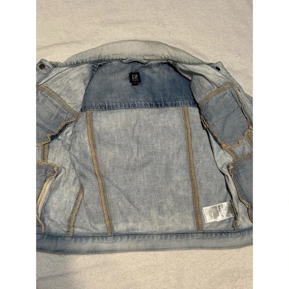 Gap Kids XL Emoji Patch Denim Jacket Light Wash Girl‎ 12-13Y Sequin Fun SPR18